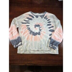 Tie Dye Sweatshirt Womens XL Grey Pink Spiral Spiral Oversized Loungewear Cozy